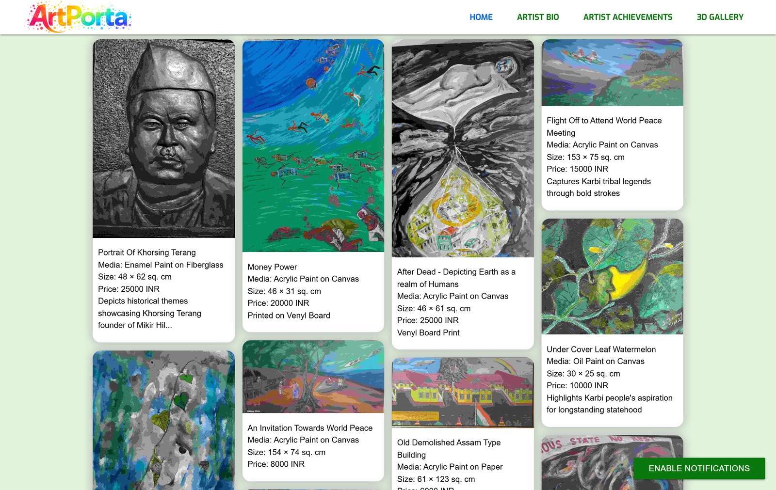 artporta professional portfolio for physical artist 4